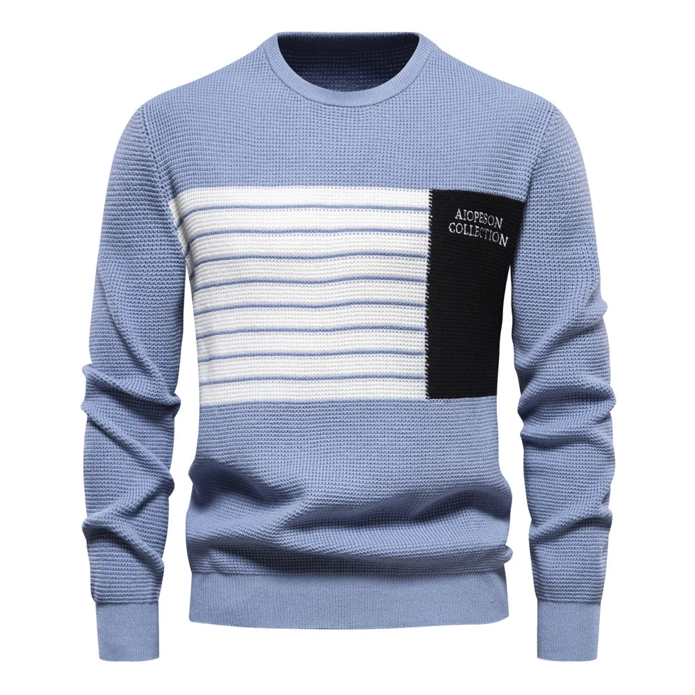 Men's Patchwork Knitted Sweater – Stylish & Comfortable