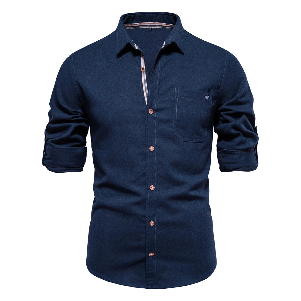 Men’s 100% Cotton Long Sleeve Shirt – Single Pocket