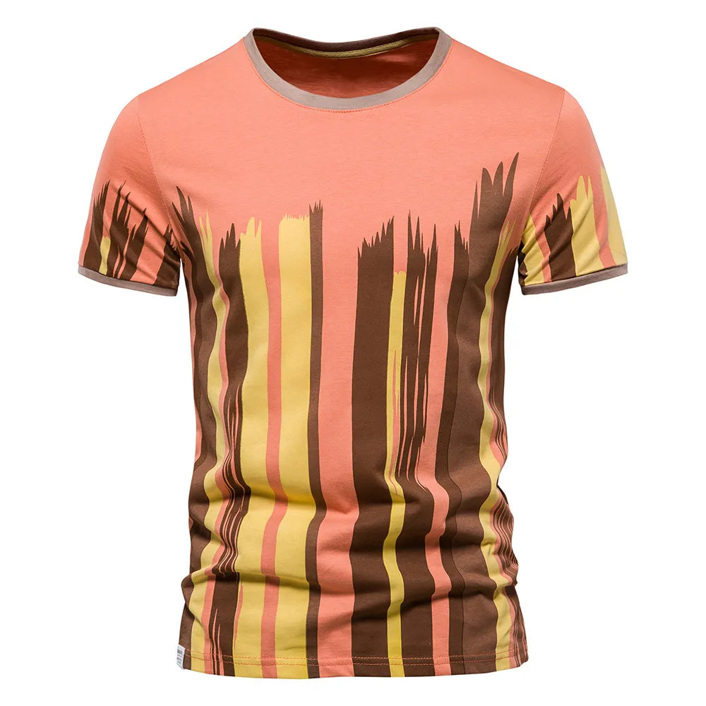 Men's Printed Cotton T-Shirt – Short Sleeve O-Neck Streetwear