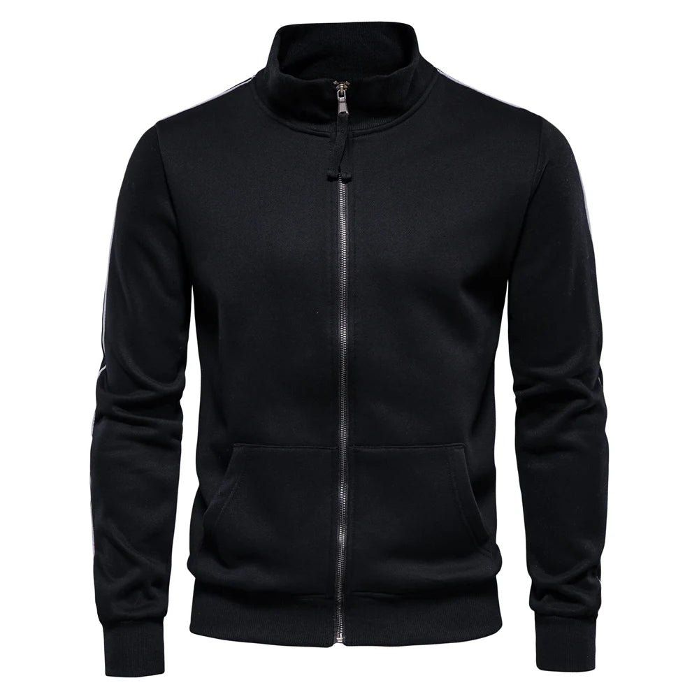 Men’s Cotton-Blend Zip-Up Sweatshirt – Casual Sport Cardigan Jacket