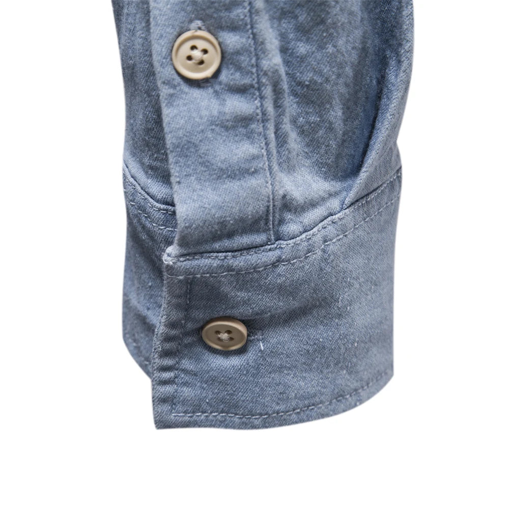 Men's Cotton Denim Shirt – Casual Long Sleeve