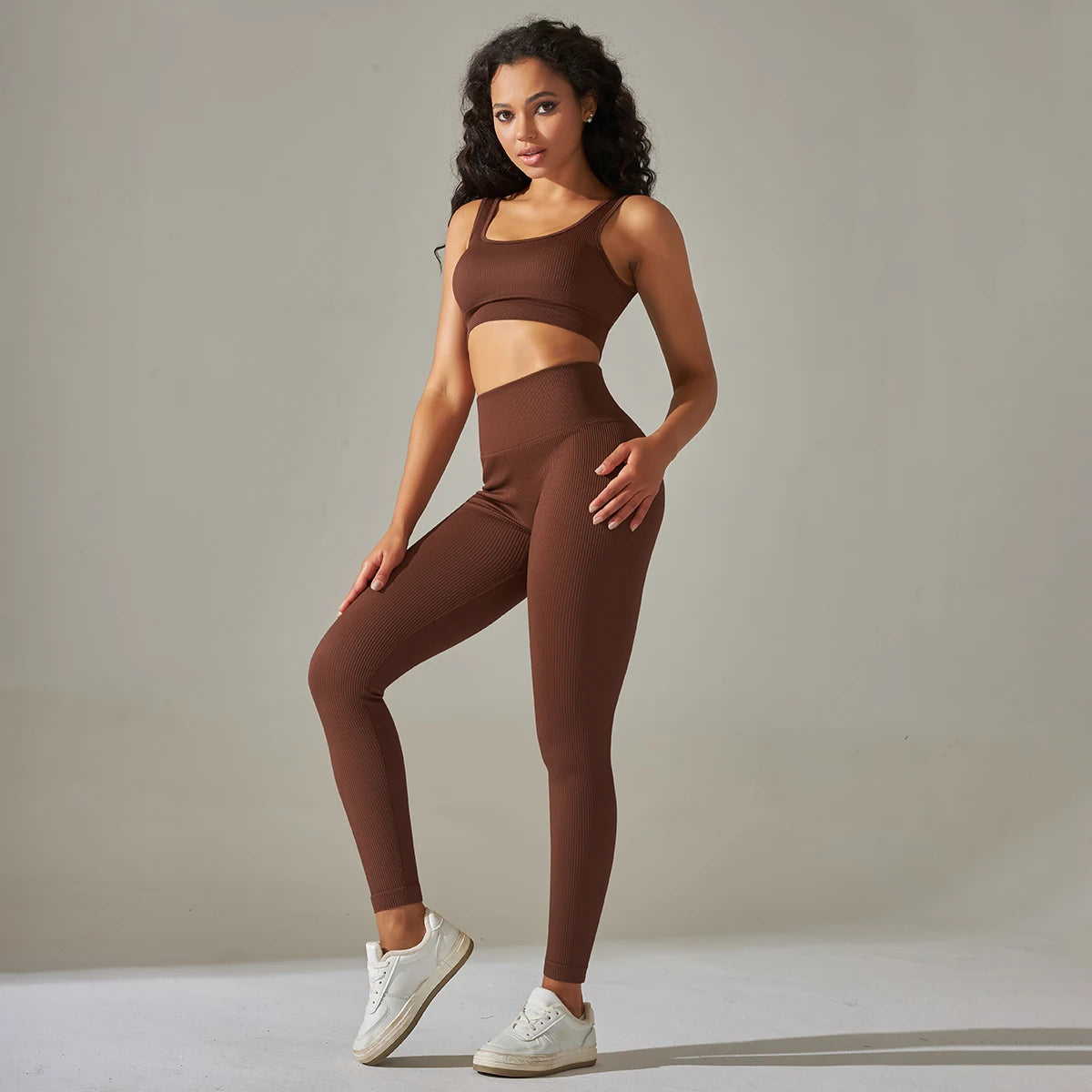 Ribbed High-Waist Leggings & Top Set