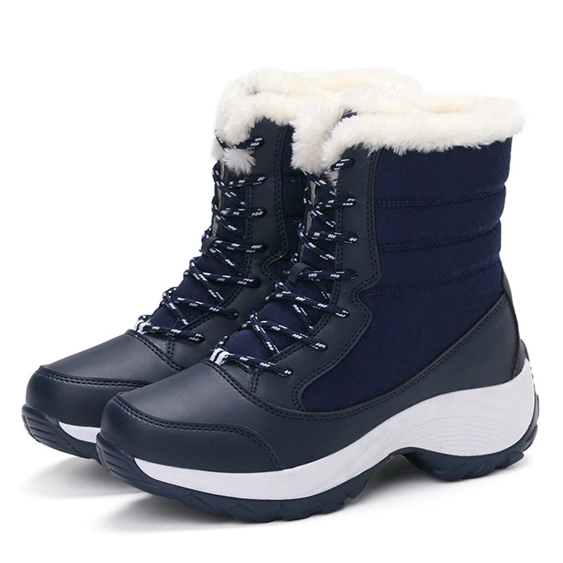 Women’s Platform Snow Boots – Fur-Lined Waterproof Non-Slip Winter Shoes