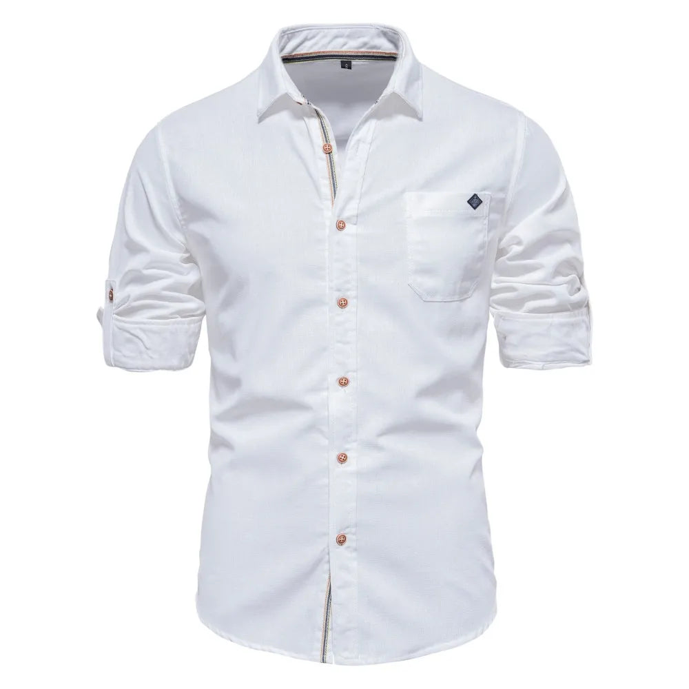 Men’s 100% Cotton Long Sleeve Shirt – Single Pocket