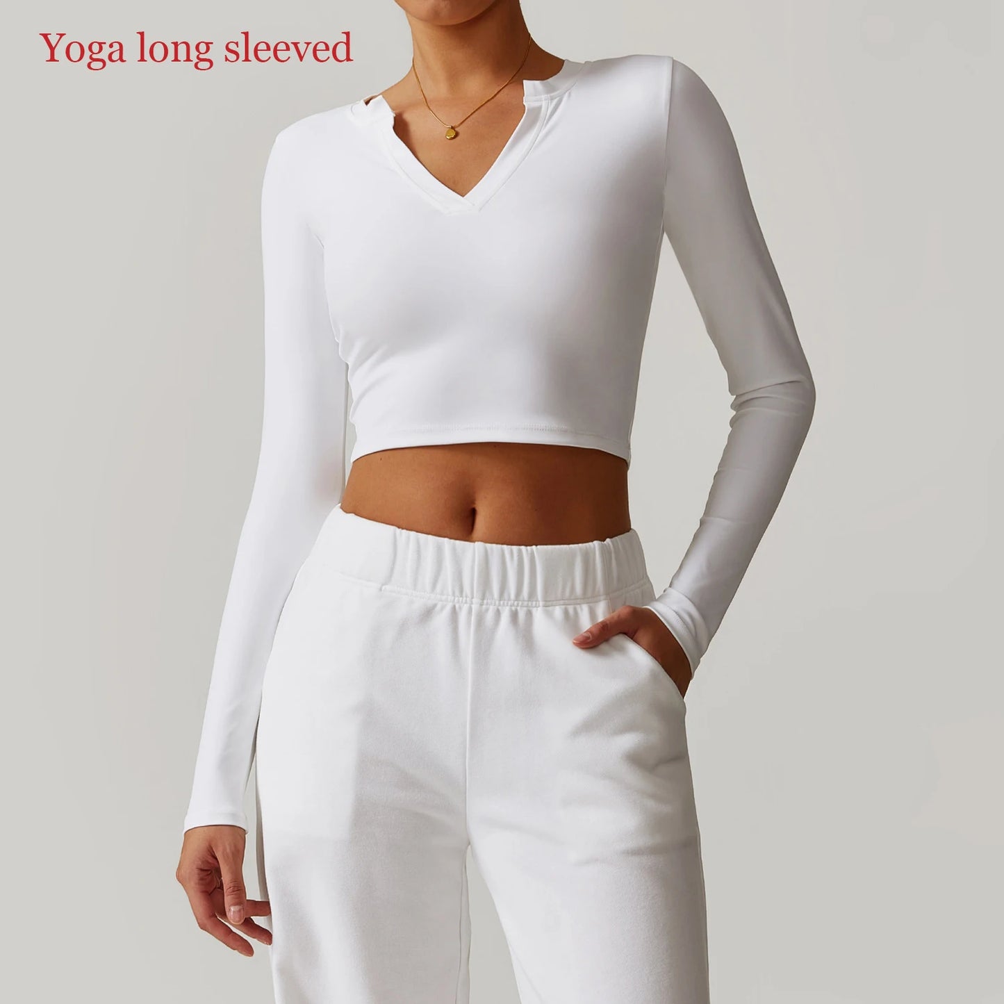 Women's Long-Sleeve Workout Crop Top – Breathable & Stretchy