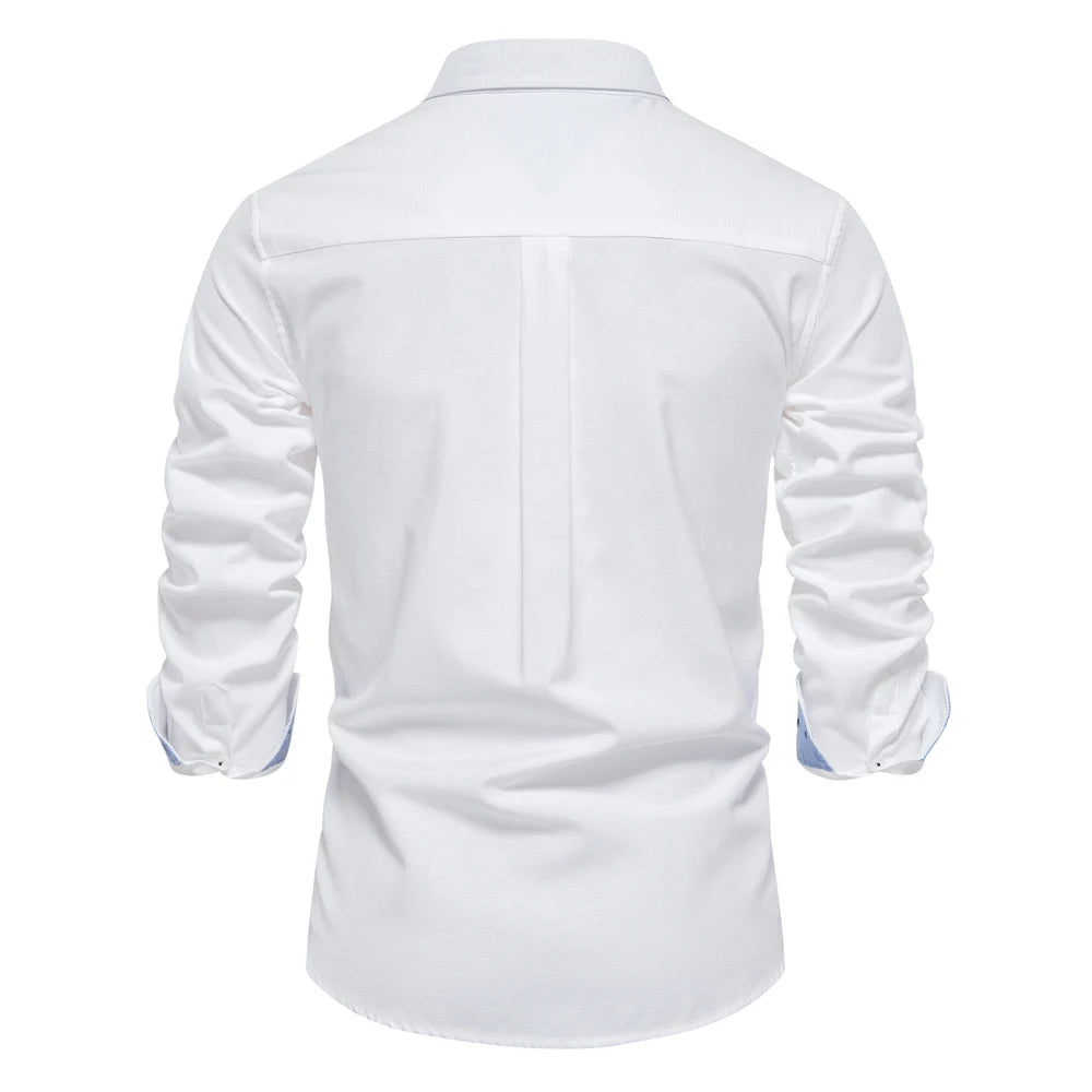 Men’s Cotton Blend Oxford Shirt – Long Sleeve Business Casual