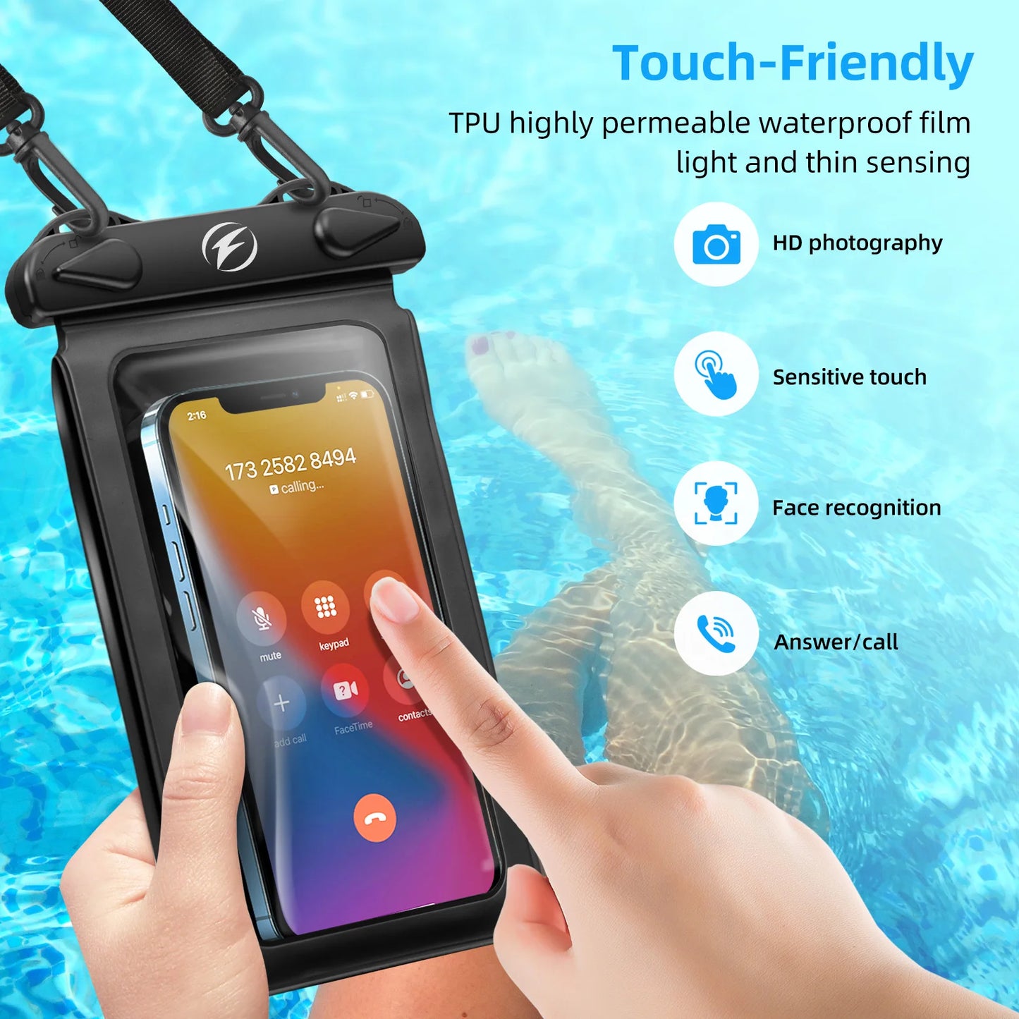 Waterproof Phone Pouch - Touchscreen Double Dry Bag