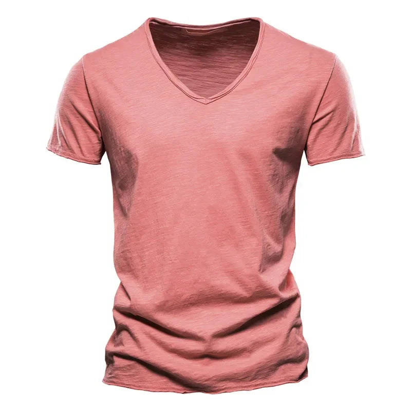 Men's 100% Cotton Slim Fit V-Neck T-Shirt