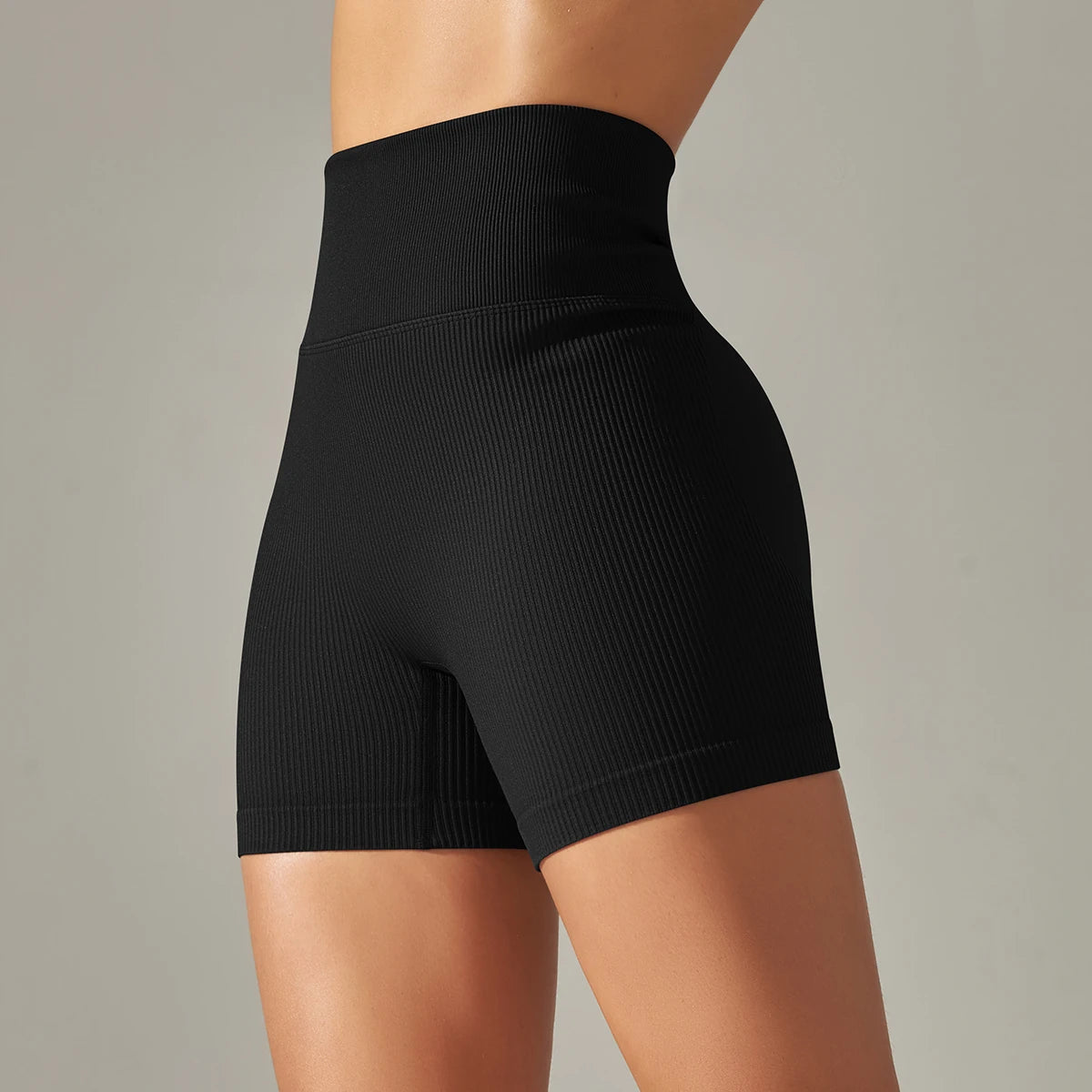 Ribbed Seamless High-Waist Shorts – Comfortable & Supportive