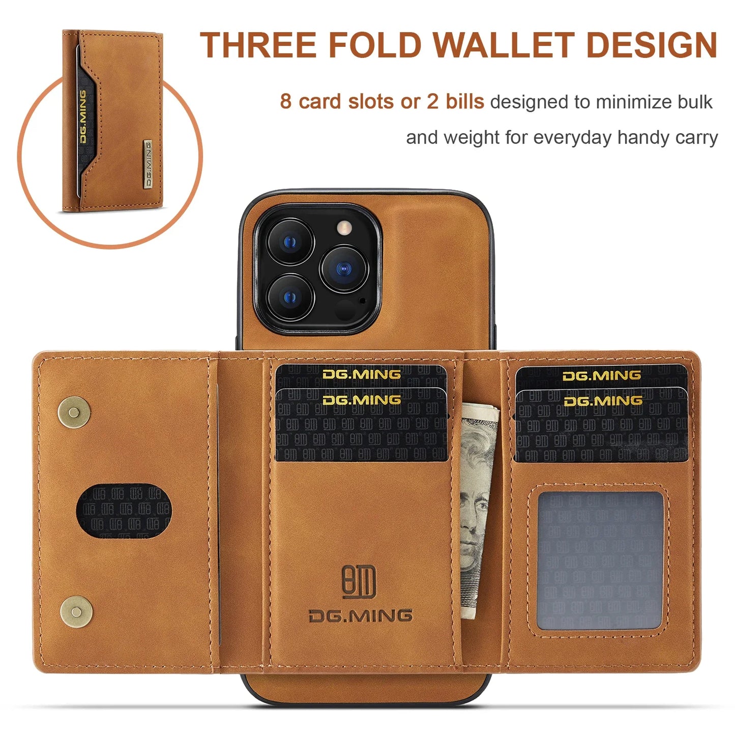 2-in-1 Magnetic Wallet Case - Easy Hands-Free Recording - Black