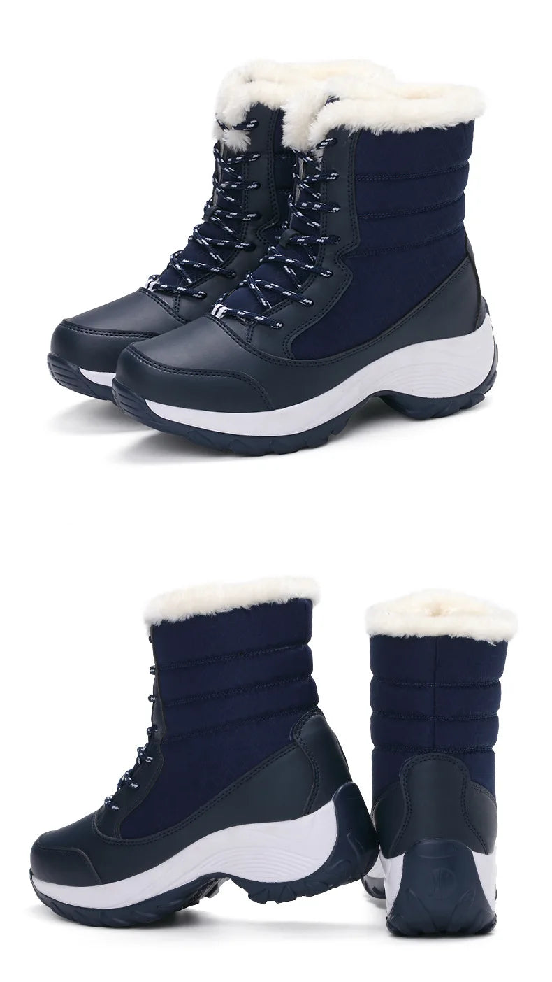 Women’s Platform Snow Boots – Fur-Lined Waterproof Non-Slip Winter Shoes