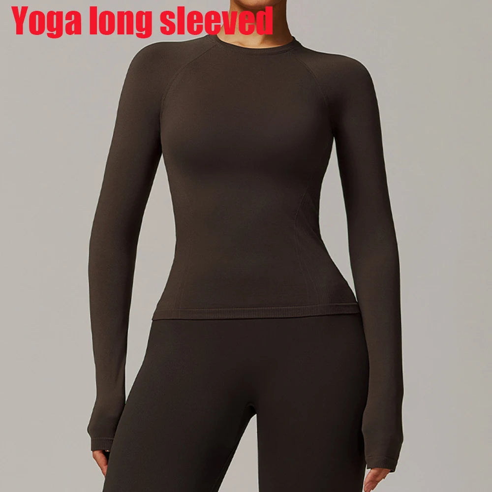 Women's Seamless Long-Sleeve Sports Top – Breathable & High Elasticity