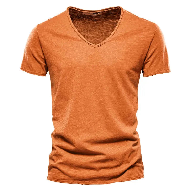 Men's 100% Cotton Slim Fit V-Neck T-Shirt