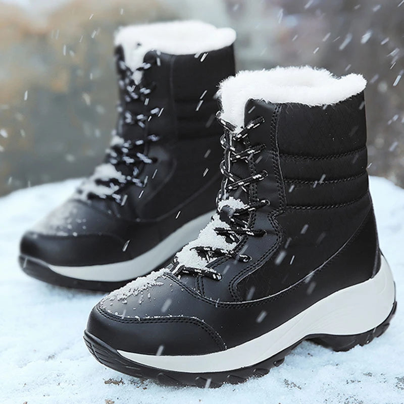 Women’s Platform Snow Boots – Fur-Lined Waterproof Non-Slip Winter Shoes