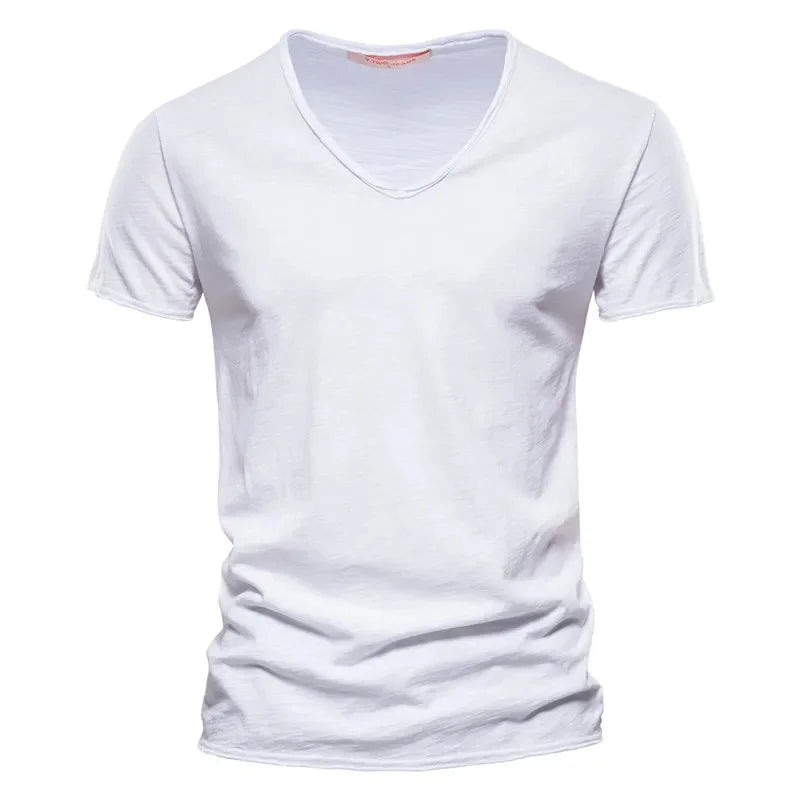 Men's 100% Cotton Slim Fit V-Neck T-Shirt