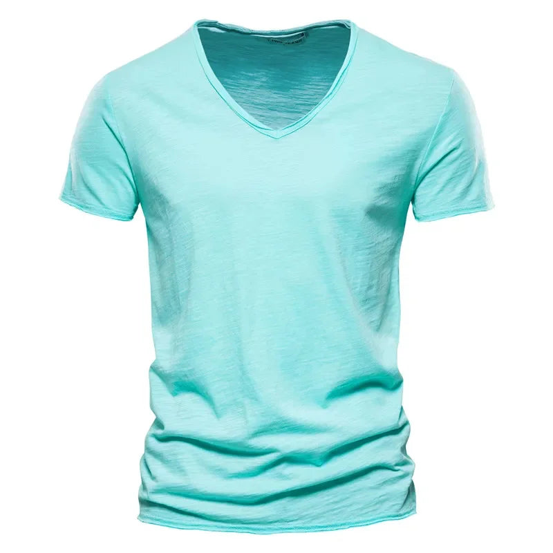 Men's 100% Cotton Slim Fit V-Neck T-Shirt