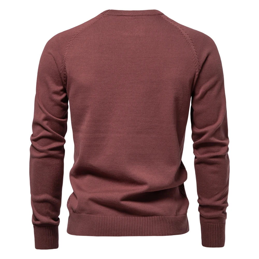 Men's Crew Neck Geometric Knit Sweater - Cotton Casual Business Pullover