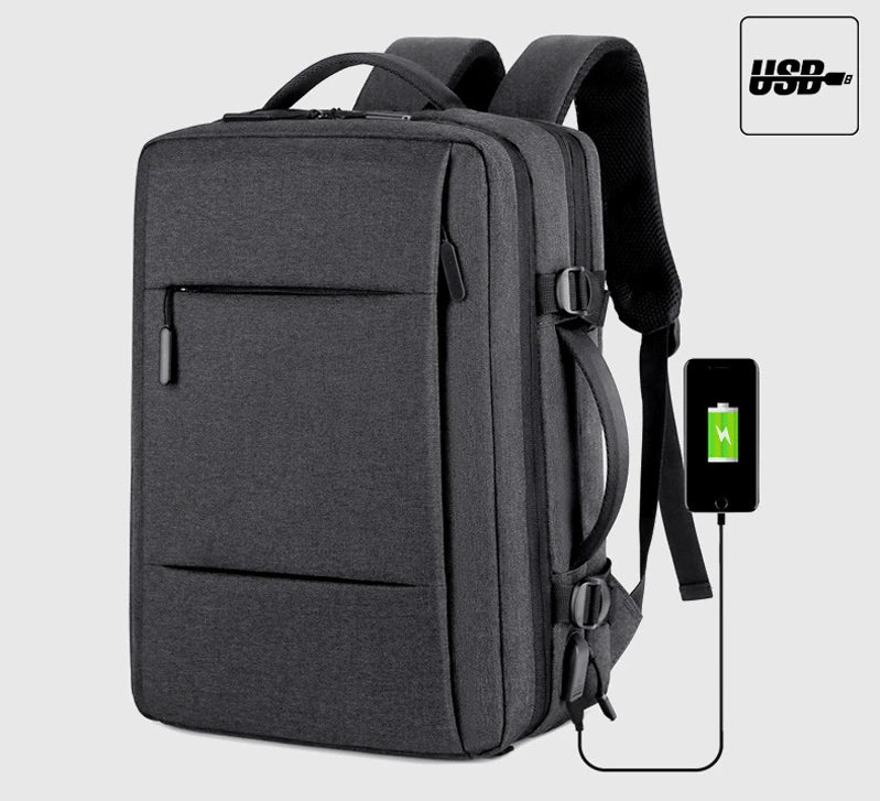 Expandable Waterproof Travel Backpack with USB Port