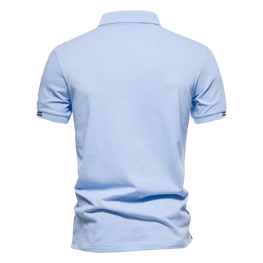 Men’s 100% Cotton Polo Shirt – Solid Color Casual Summer Wear