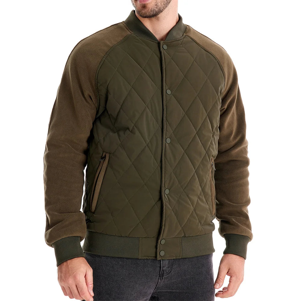 Men’s Sherpa Fleece Jacket – Warm Patchwork Fur Collar