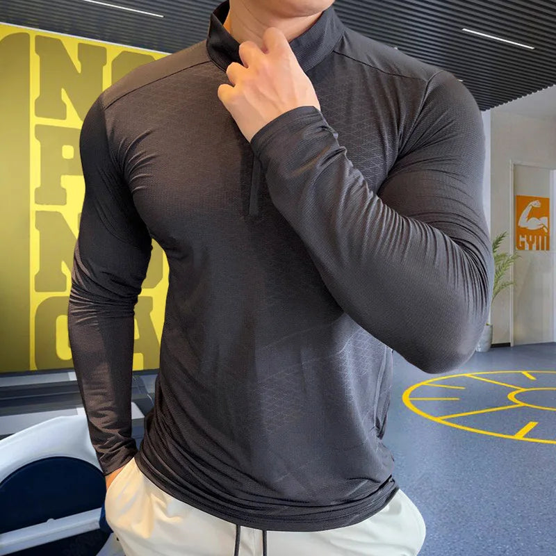 Men's High-Collar Compression Training Top