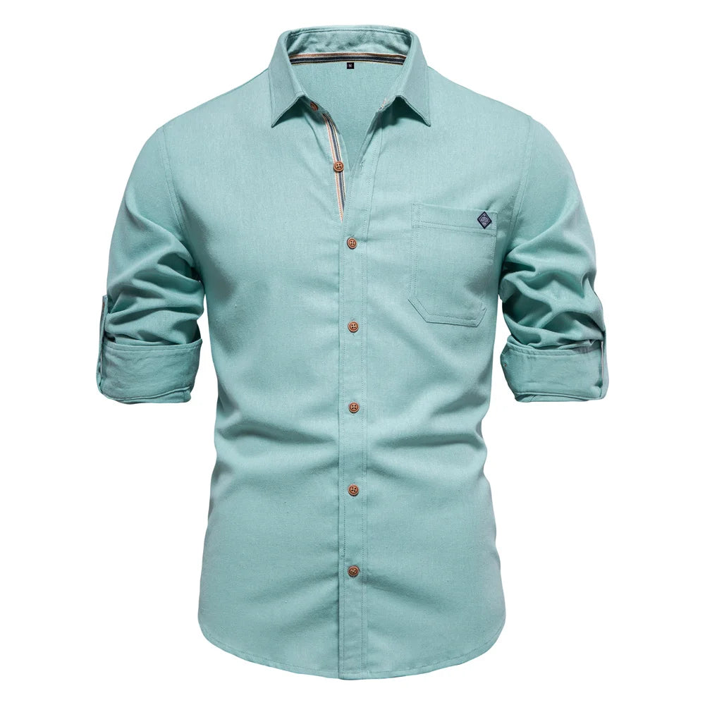 Men’s 100% Cotton Long Sleeve Shirt – Single Pocket