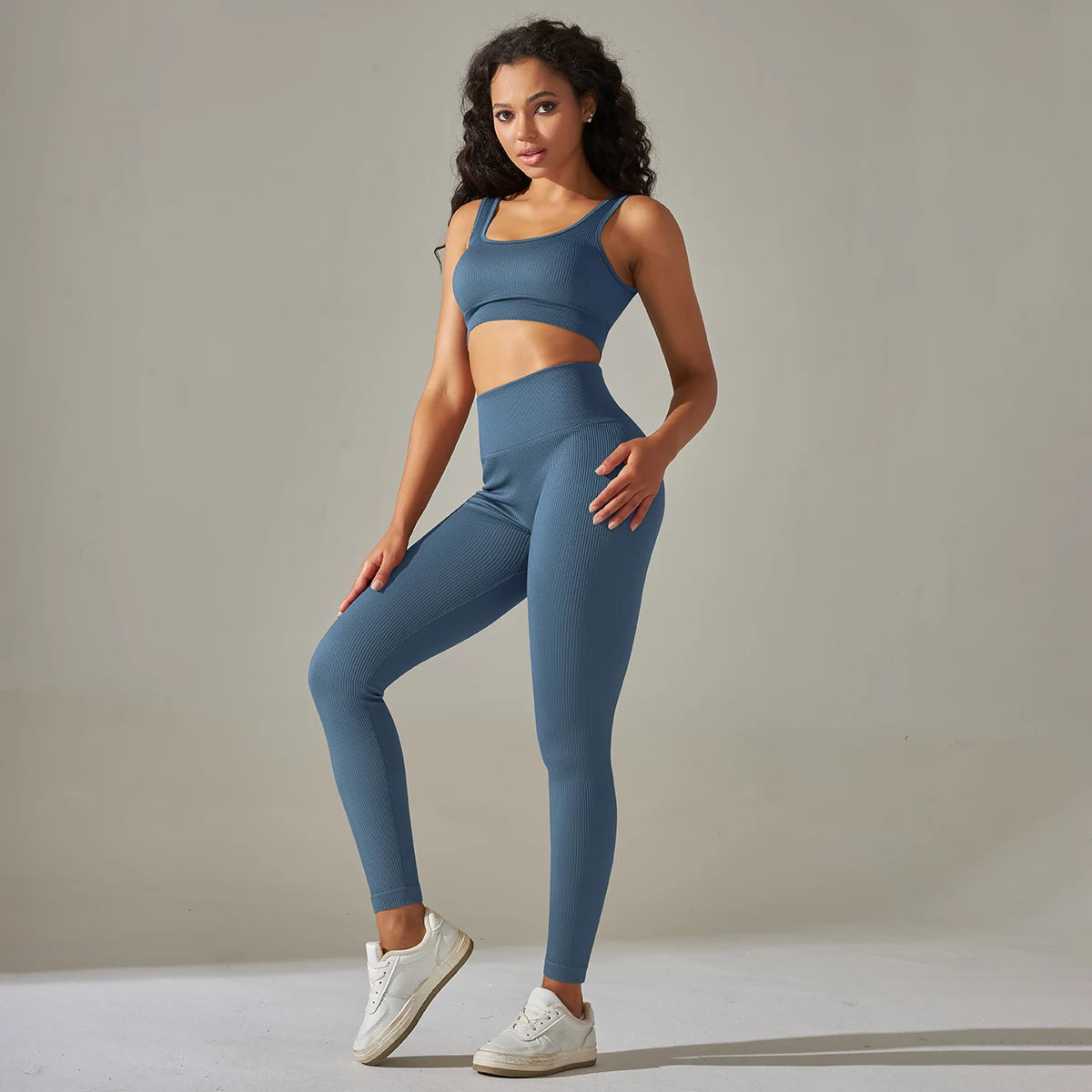 Ribbed High-Waist Leggings & Top Set