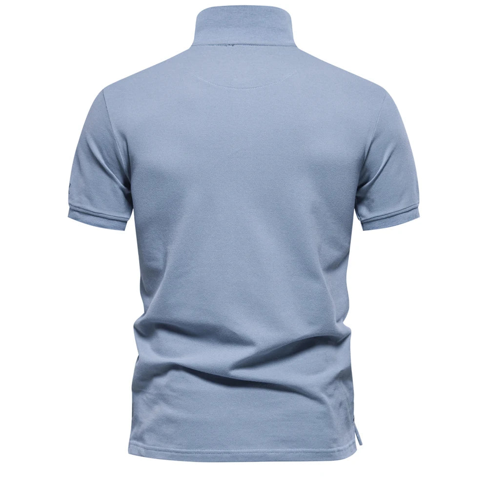 Men's 100% Cotton Polo Shirt - Embroidered Short Sleeve