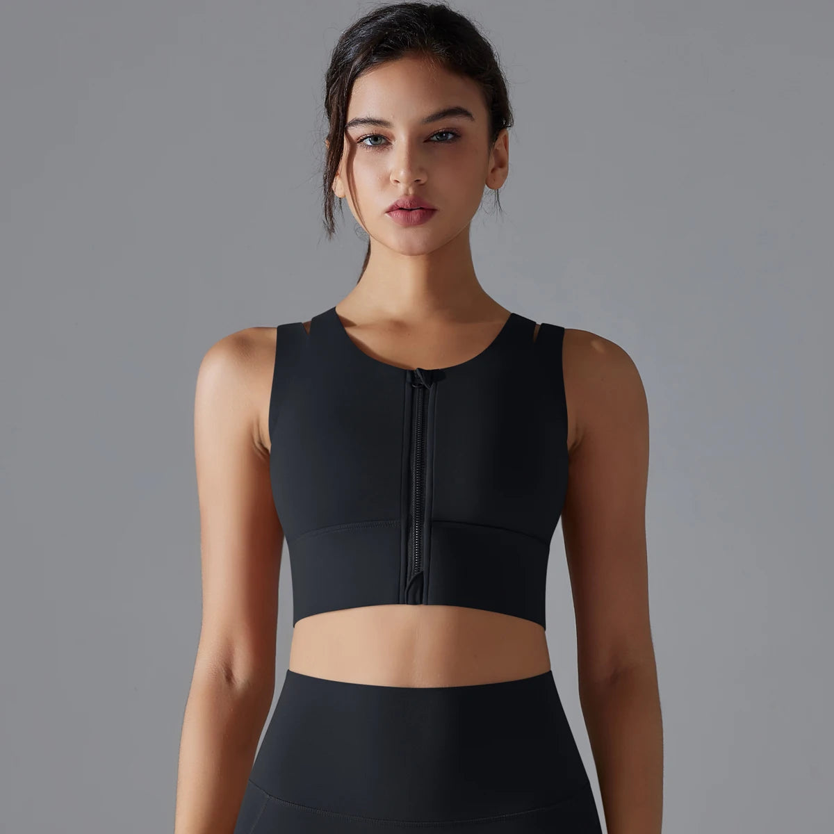 Front Zipper High-Impact Sports Bra