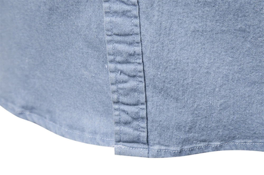 Men's Cotton Denim Shirt – Casual Long Sleeve