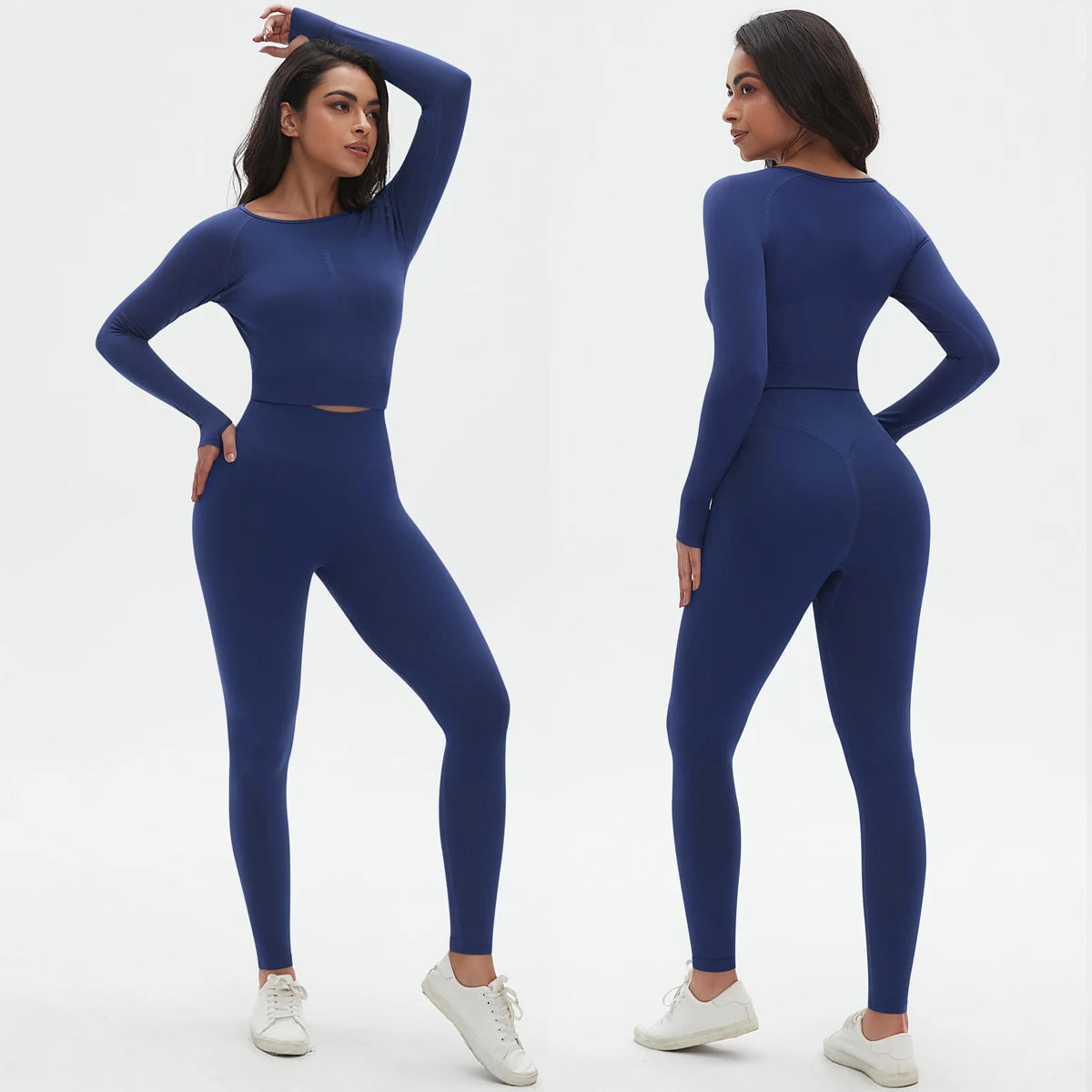 Seamless 2-Piece Set with Bubble Pants & Long Sleeve Top