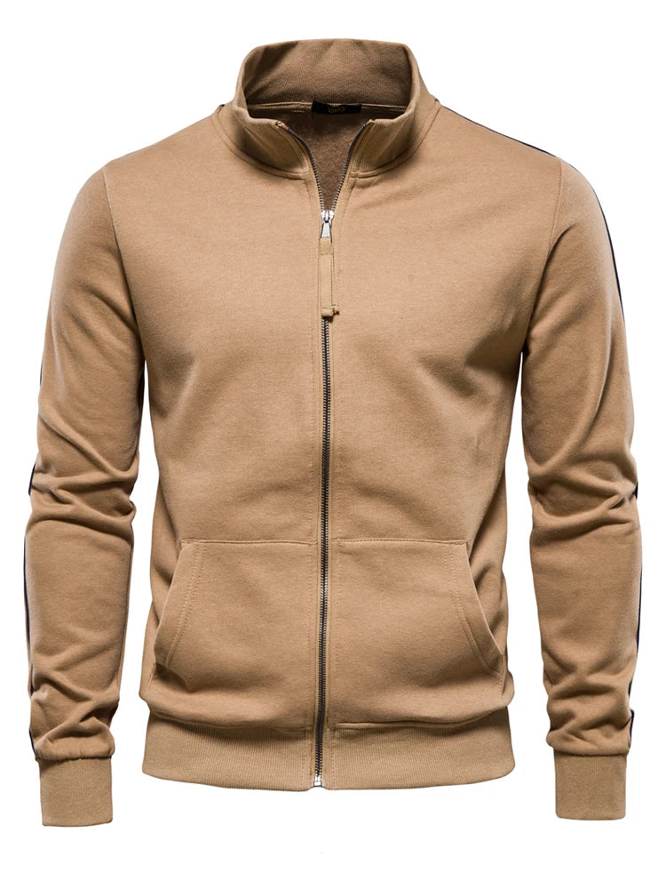 Men’s Cotton-Blend Zip-Up Sweatshirt – Casual Sport Cardigan Jacket