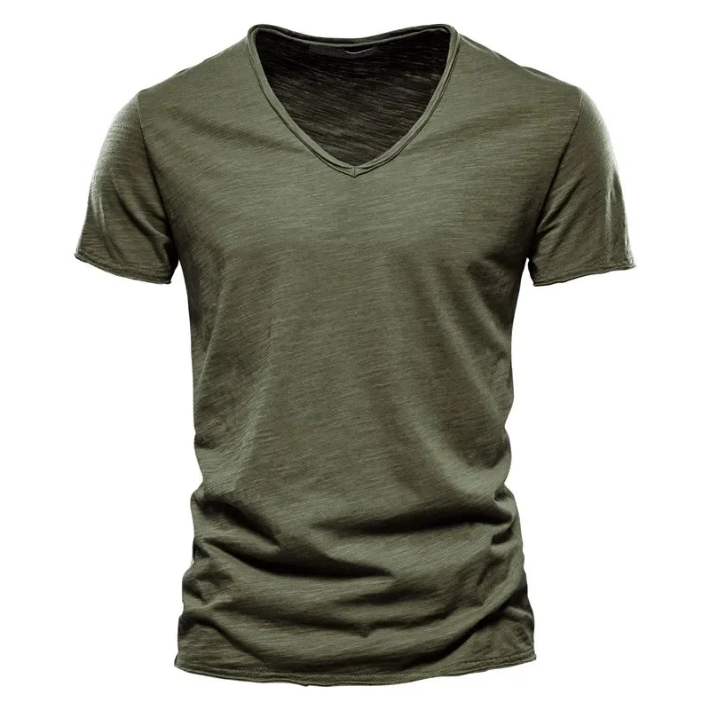 Men's 100% Cotton Slim Fit V-Neck T-Shirt