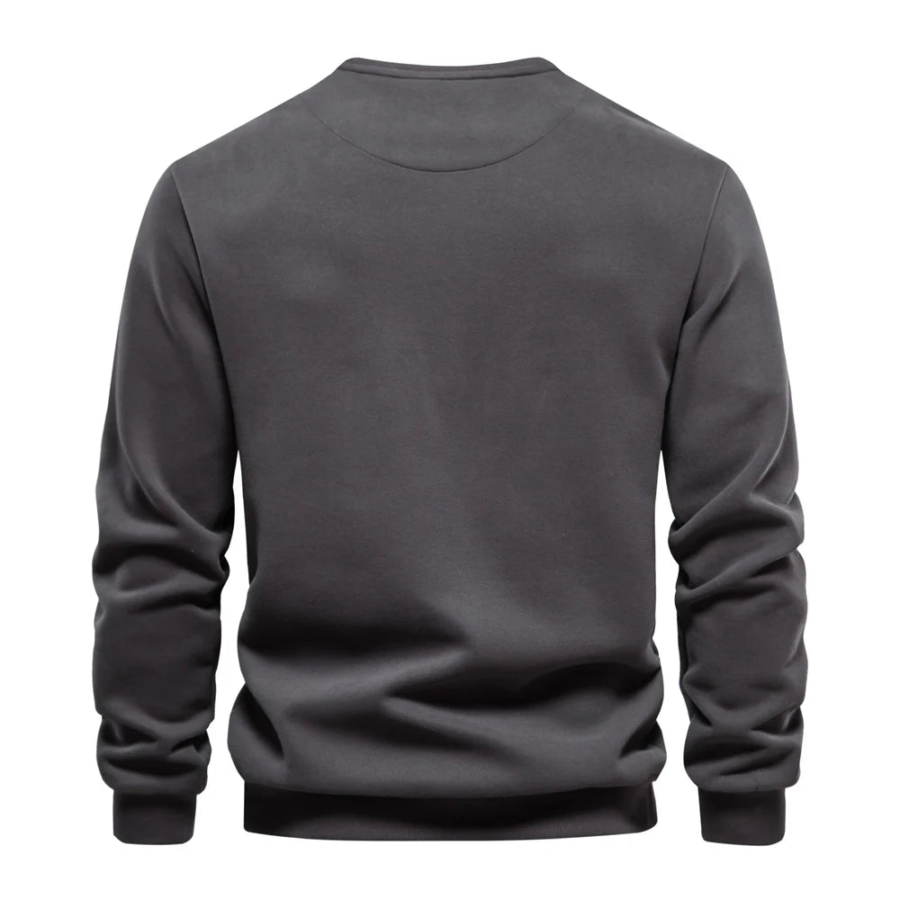 Men’s Cotton Sweatshirt – Zipper Pocket Casual Sport Pullover