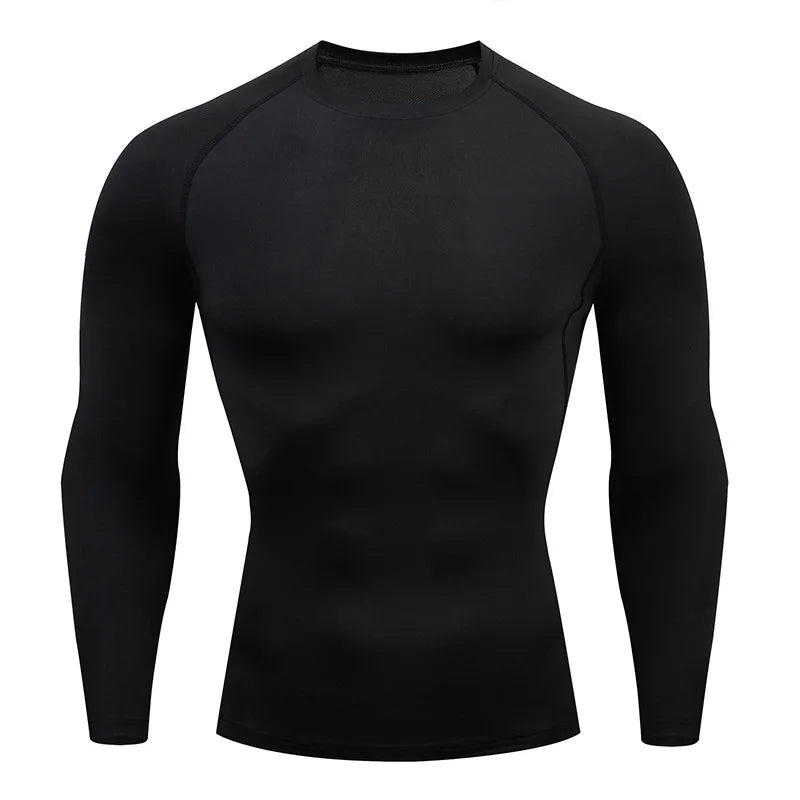 Men Sport T-shirt Quick Dry Bodybuilding Running Shirt Long Sleeve Compression Top Gym