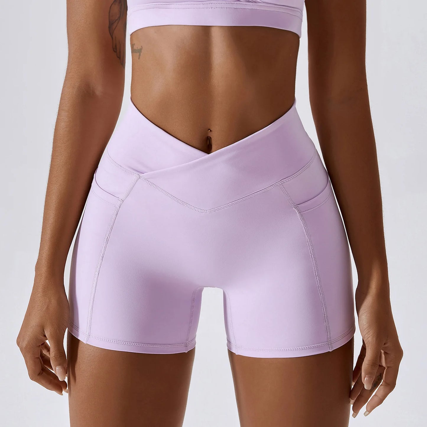 Crossover High-Waist Shorts – Soft & Supportive