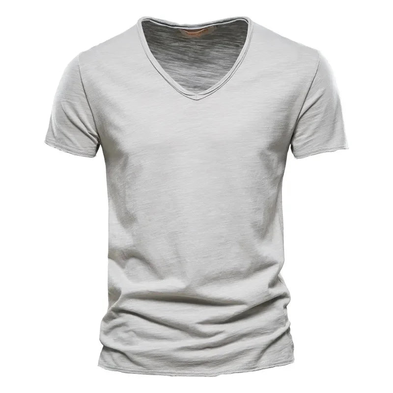 Men's 100% Cotton Slim Fit V-Neck T-Shirt