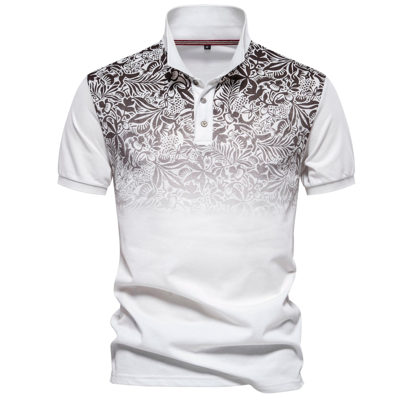 Men’s Gradient Printed Cotton Blend Polo Shirt – Summer Short Sleeve