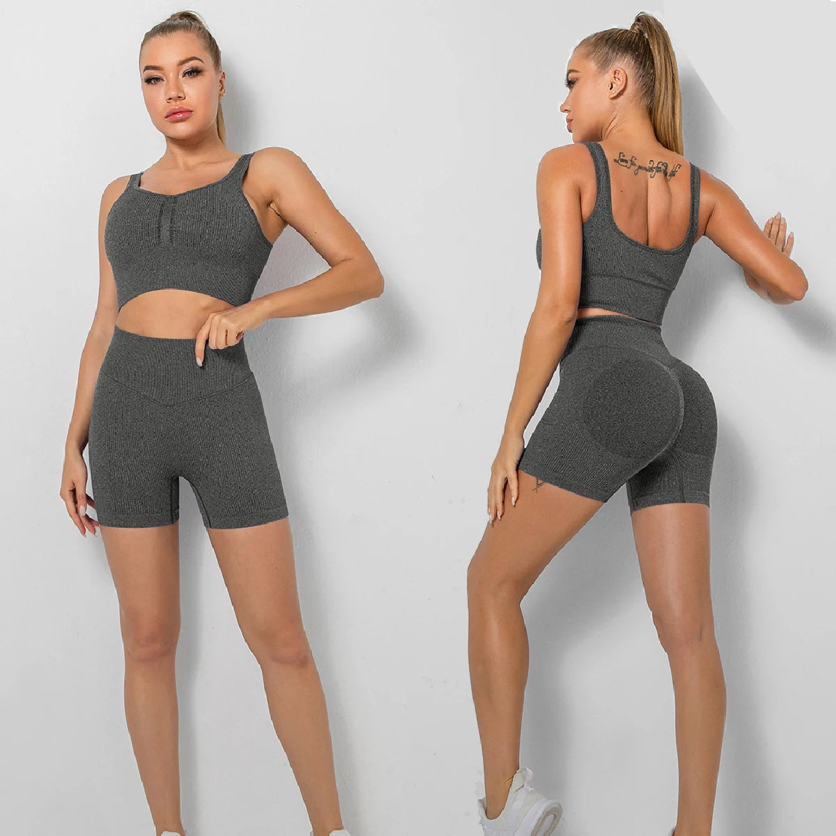 Seamless Two-Piece Set with Shorts