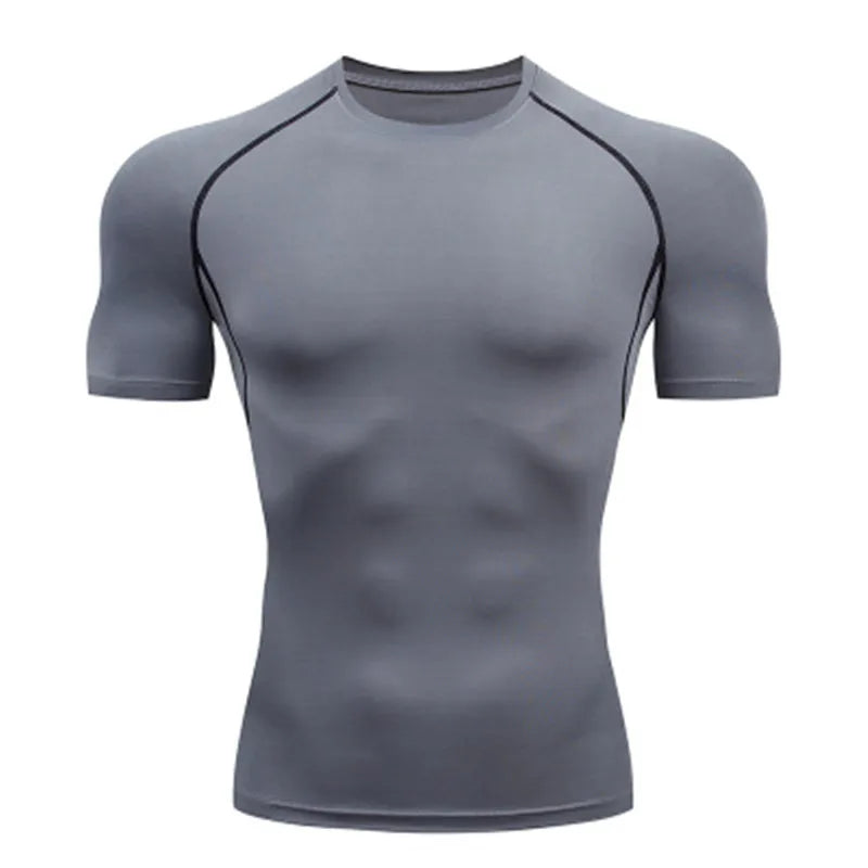 Men Sport T-shirt Quick Dry Bodybuilding Running Shirt Long Sleeve Compression Top Gym