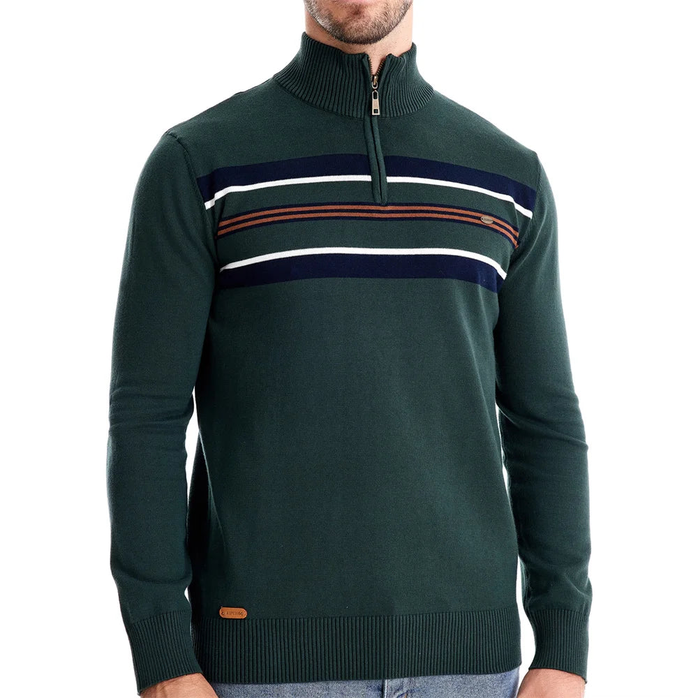 Men’s Cotton Mock Neck Pullover Sweater – Casual & Business Ribbed Turtleneck