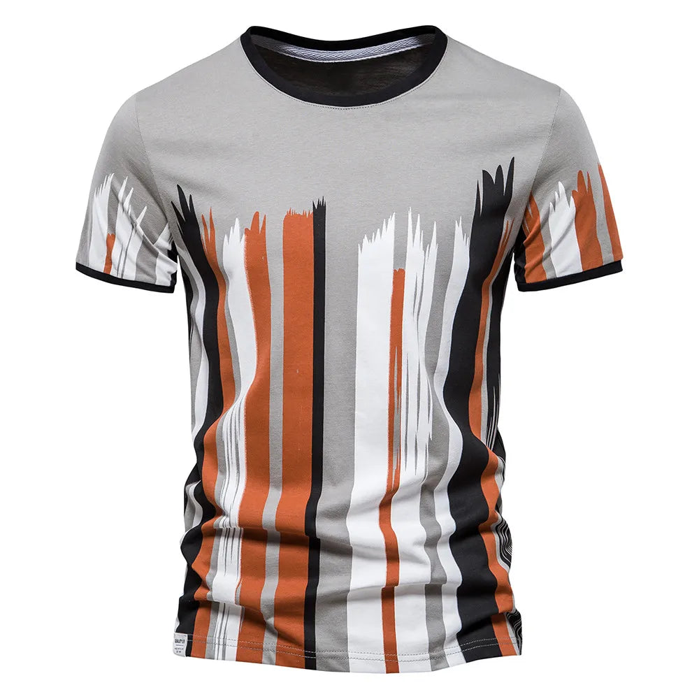 Men's Printed Cotton T-Shirt – Short Sleeve O-Neck Streetwear