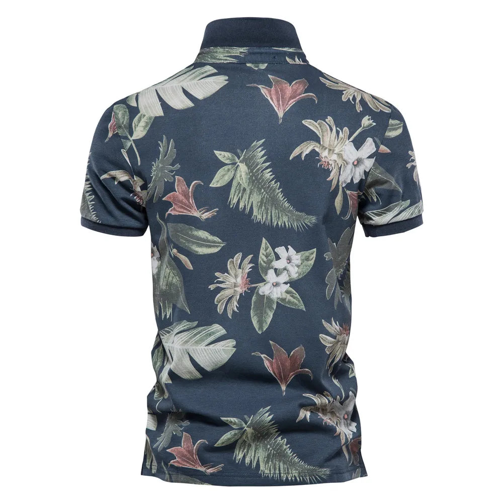 Men's 100% Cotton Hawaii-Style Polo Shirt - Short Sleeve Casual Summer Wear