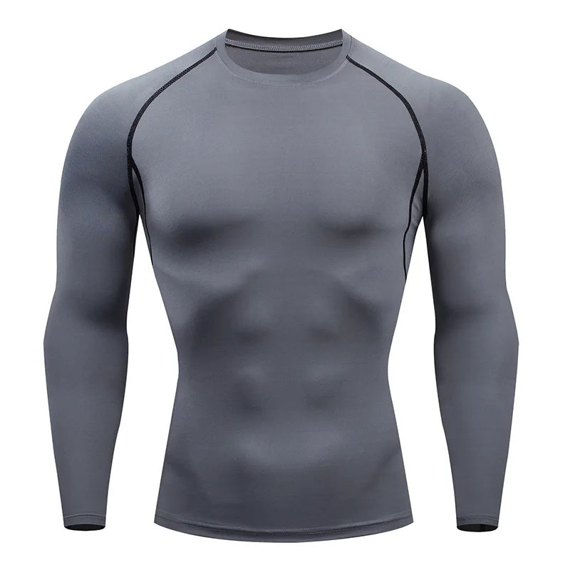 Men Sport T-shirt Quick Dry Bodybuilding Running Shirt Long Sleeve Compression Top Gym