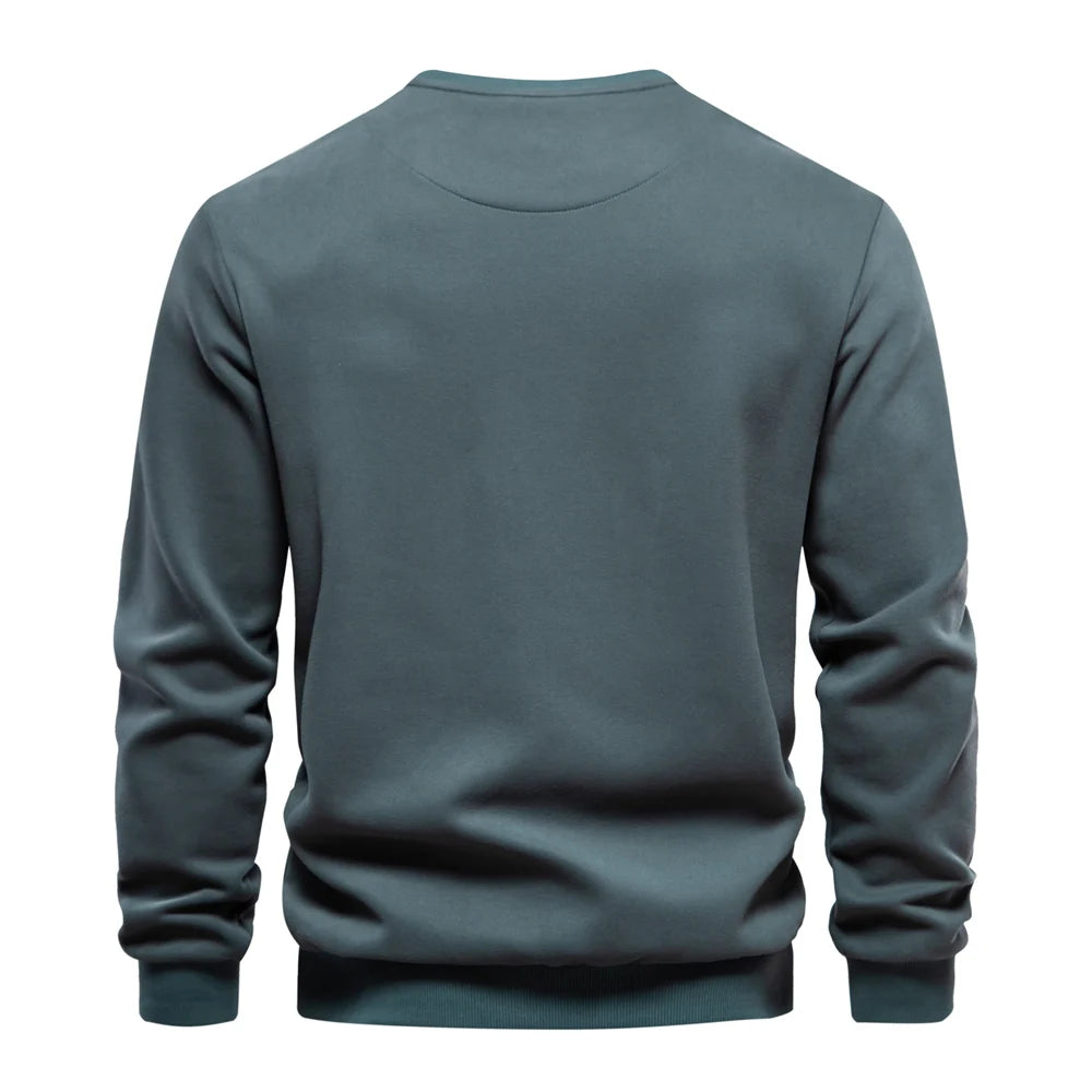 Men’s Cotton Sweatshirt – Zipper Pocket Casual Sport Pullover