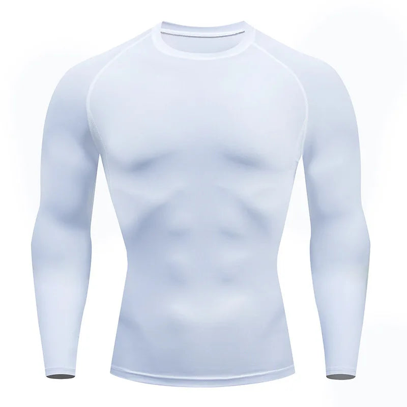 Men Sport T-shirt Quick Dry Bodybuilding Running Shirt Long Sleeve Compression Top Gym