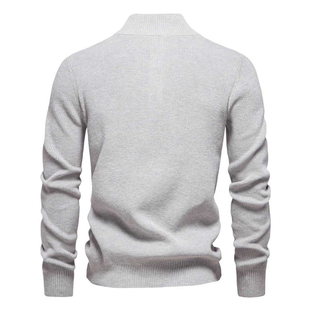 Men’s Cotton Mock Neck Button-Up Sweater