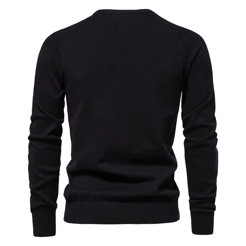 Men's Crew Neck Geometric Knit Sweater - Cotton Casual Business Pullover