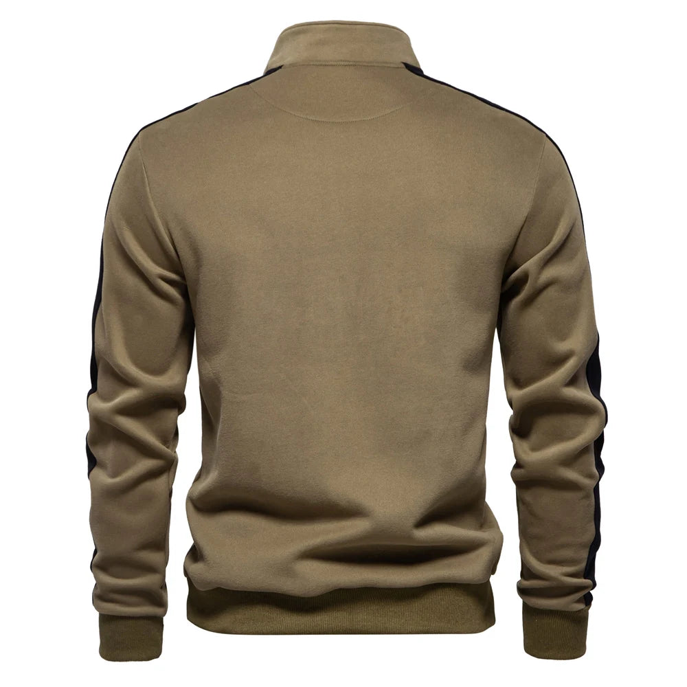 Mens Patchwork Quarter Zip Cotton-blend Sweatshirts Lightweight Casual Sport Pullover Sweatshirt for Men