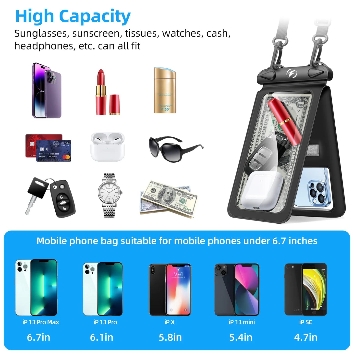 Waterproof Phone Pouch - Touchscreen Double Dry Bag